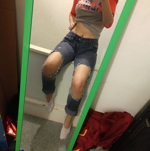 Fashion Nova brand distressed skinny jeans